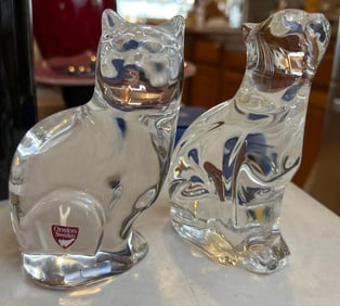 Waterford And Orrefors Crystal Cats