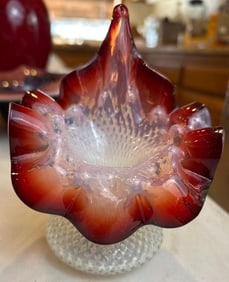 Antique Hand Blown Art Glass Jack In The Pulpit Vase