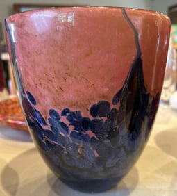 Large Hand Blown Art Glass Vase