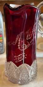 Antique American Flashed Ruby Glass Pitcher