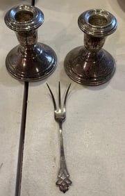 Reed And Barton Weighted Sterling Silver Candlesticks With Sterling Fork
