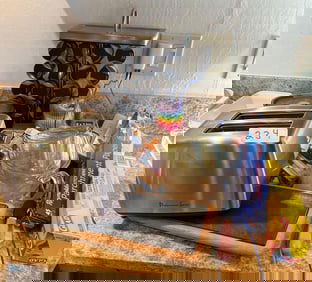 Grouping Of Kitchen Items To Include Toaster, Spice Rack, Parchment Paper, And More