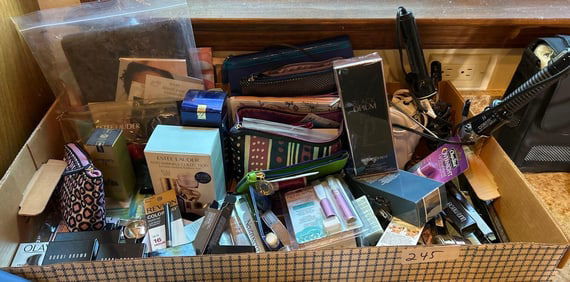 Large Lot Of Makeup, Vintage Blow Dryer, Curling Irons, And Much More