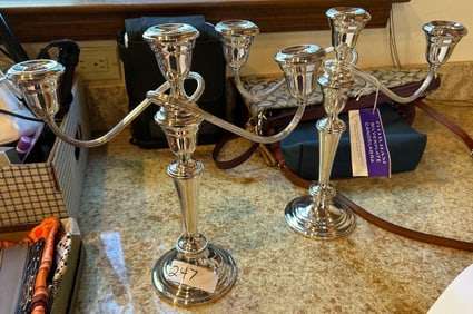 Pair Of Gorham Silver Plated Three Light Candelabras