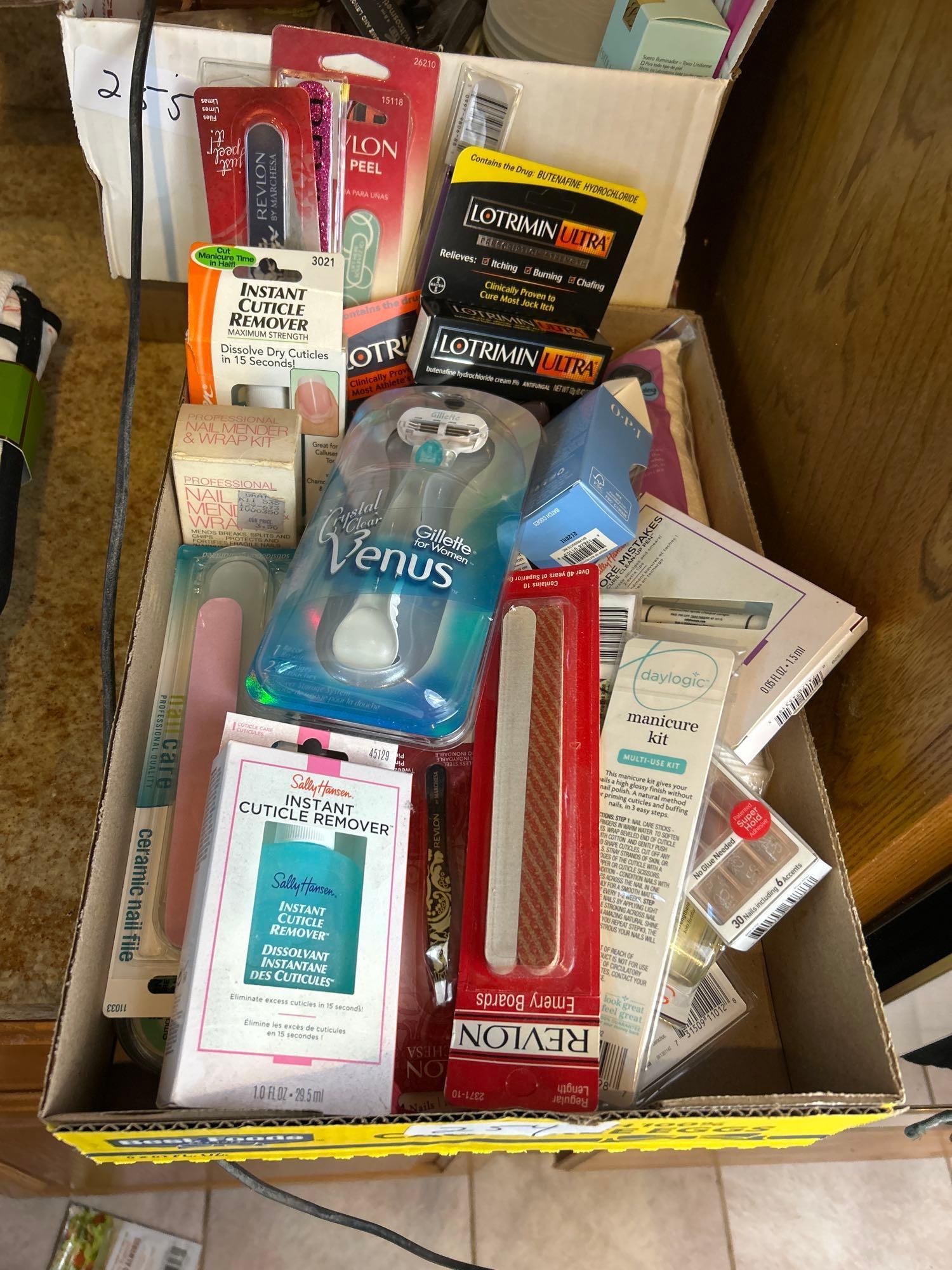 Box Of Nail & Personal Care Items: Box of nail & personal care items.