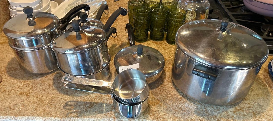Kitchen Pan Set: Kitchen pan set. Includes double boilers.