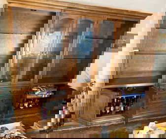 Three Piece Walnut Cabinet With Drawers