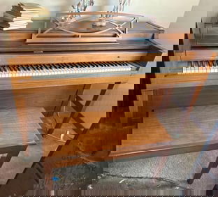 Mid Century Cable Nelson Upright Piano With Bench & Music