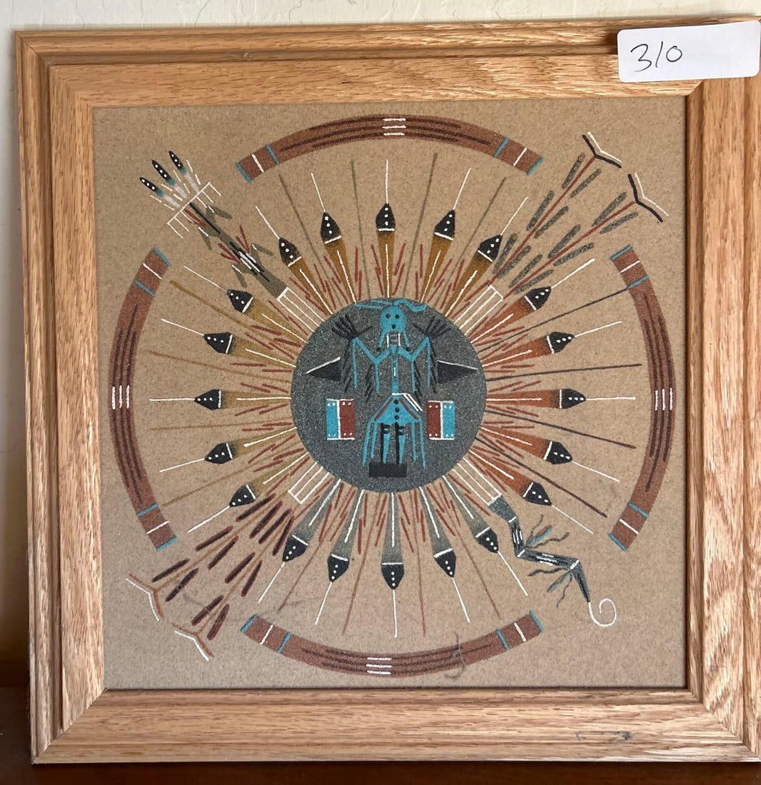 Navajo Sand Painting, Signed A: Navajo sand painting, signed A. Begay.