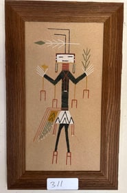 Navajo Sand Painting, Yei Female, Signed "Johnson