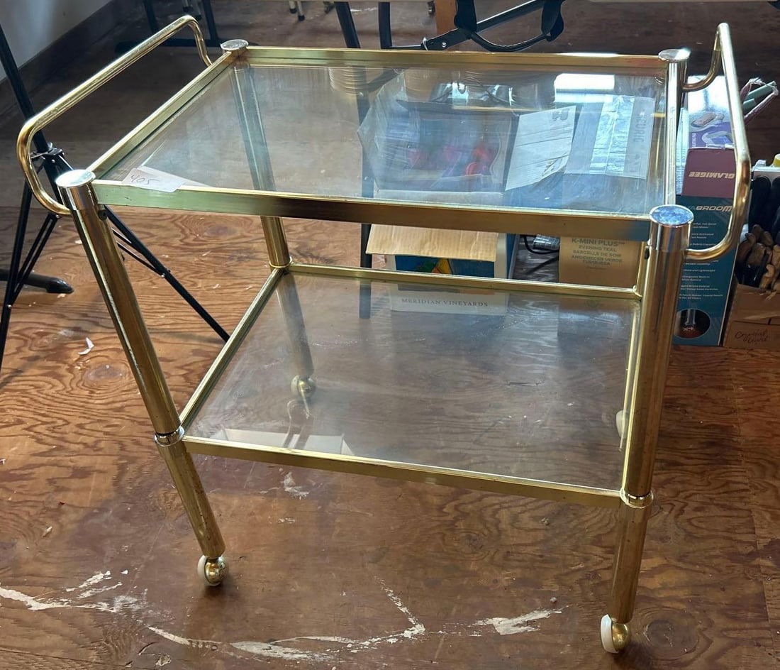 Mid-Century Two Tiered Rolling Bar Cart (1 of 3)