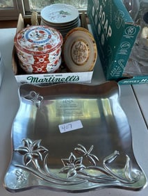 Collection Of Porcelain And Metal Tableware To Include Lennox Butterfly Meadow