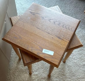 Two Mid Century Modern Oak Nesting Tables