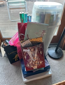 Christmas Wrapping Paper, Ribbon, And Gift Bags