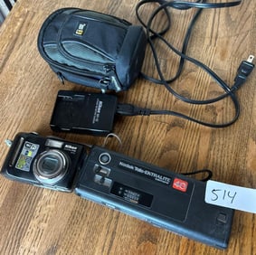 Two Vintage Cameras, Nikon, Cool Pics And Kodak Television Ektralite
