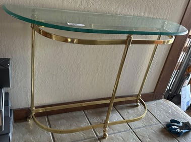 Glass Top Brass Console Table