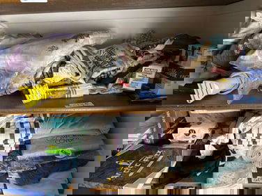 Two Shelves Of Linens & More