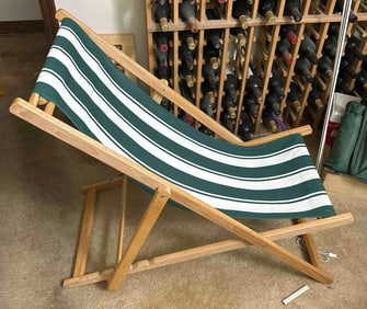 Two Vintage Crate & Barrel Striped Folding Chairs, New In Box