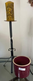 Vintage Crock & Candle Holder