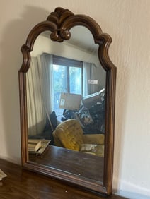 Large Mid Century Wood Wall Mirror