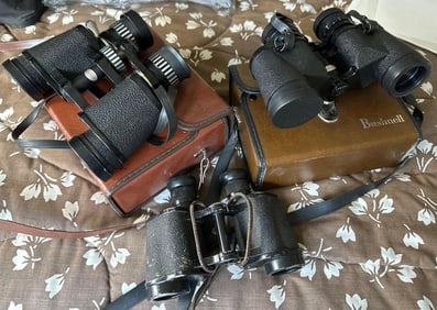 Three Pairs Of Binoculars Including Bushnell & Tasco