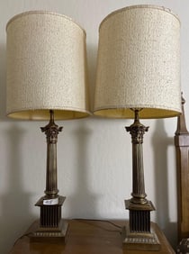 Pair Of Neoclassical Metal Table Lamps