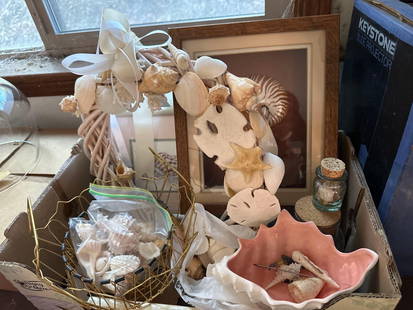Lot Of Seashells & Shell Themed Art: Lot of seashells & shell themed art.