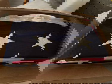 American Flag, New In Box, 100% Cotton Bunting