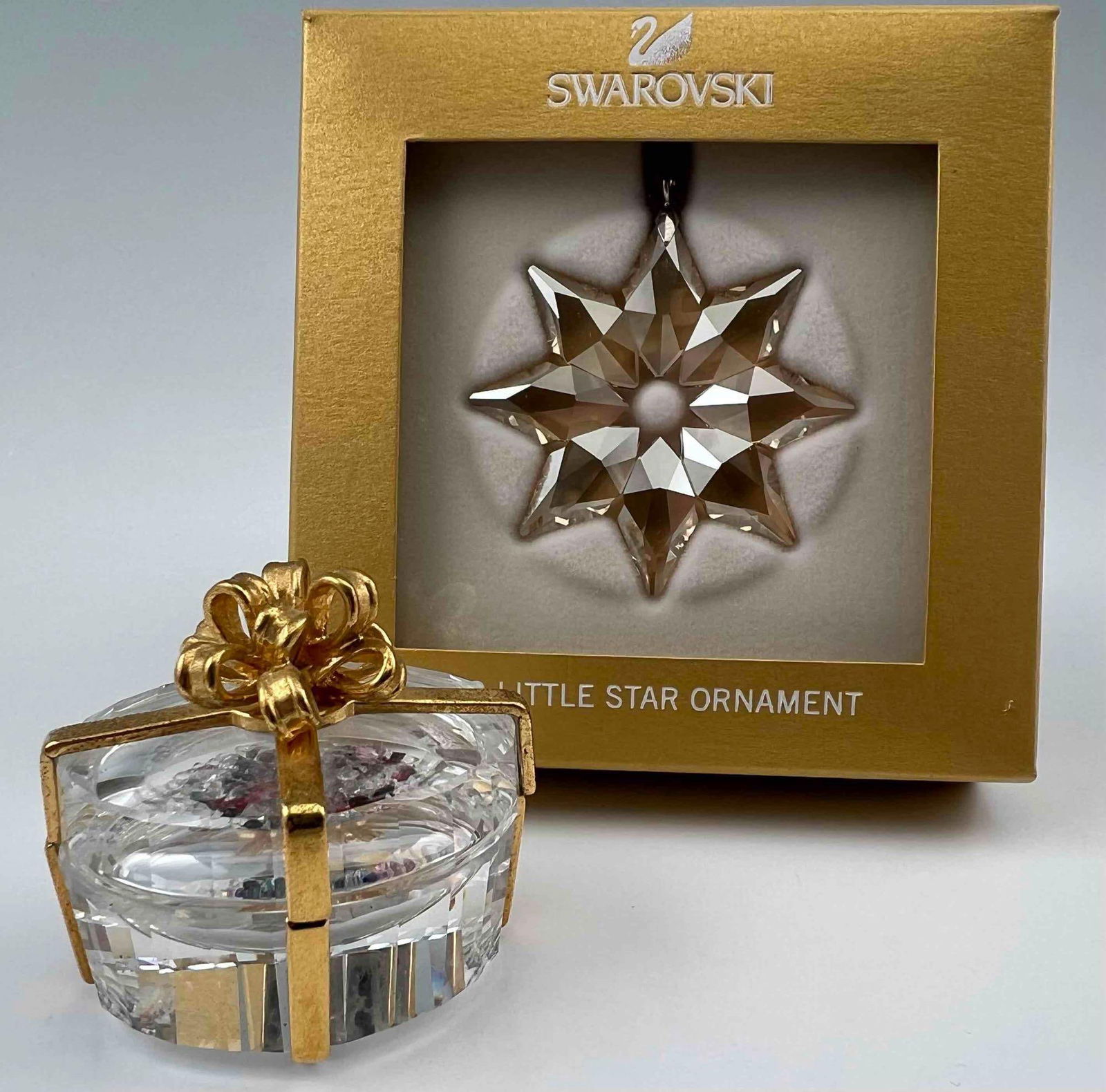 Swarovski Crystal Star Ornament & Miniature Box: Swarovski Crystal Star Ornament & Miniature Box.