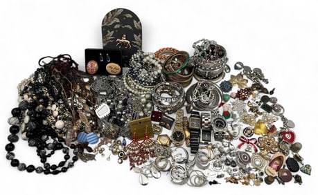 Large Lot Of Costume Jewelry & Watches