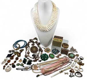 Grouping Of Vintage & Antique Costume Jewelry