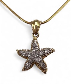 14K Diamond Starfish Necklace