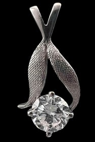 14K White Gold Diamond Solitaire Pendant, Approx. 0.5Ct.