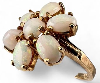 14K Opal Flower Ring