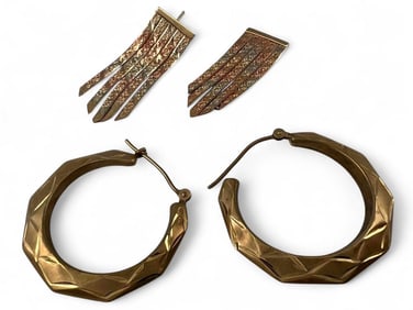 Two Pairs 14K Earrings, For Repair