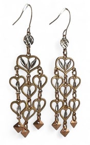 10K Tricolor Gold Dangle Earrings