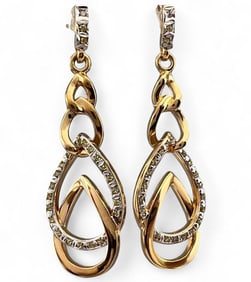 14K Yellow & White Gold Dangle Earrings