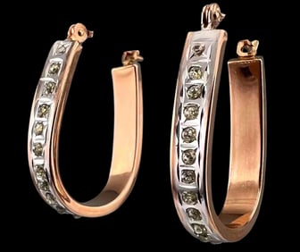 14K White & Rose Gold Earrings