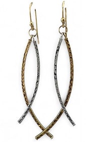 14K White & Yellow Gold Dangle Earrings