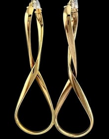 14K Italian Yellow Gold Twist Earrings