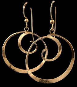 14K Yellow Gold Swirl Earrings