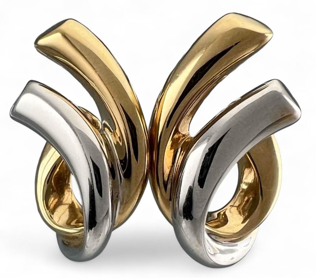 14K Yellow & White Gold Earrings: 14K Yellow & White Gold Earrings, 3.1g. Approximately 1.125L x 0.75W in. ALL CREDIT CARDS WILL BE MANUALLY VERIFIED PRIOR TO SHIPMENT.