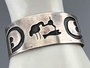 Vintage Native American Sterling Silver Cuff Bracelet