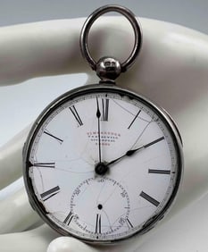 Joseph Sewill Sterling Silver Open Faced Pocket Watch