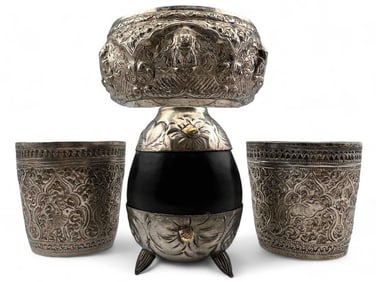Grouping Of Silver Plate Ethnic Items