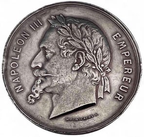 Exposition Universelle 1867 Napoleon III Sterling Silver Medal
