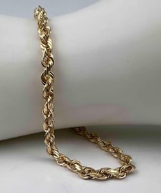 14K Yellow Gold Rope Chain Bracelet