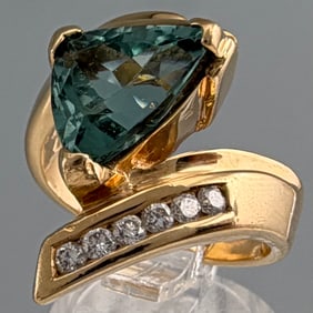 14K Aquamarine Diamond Ring