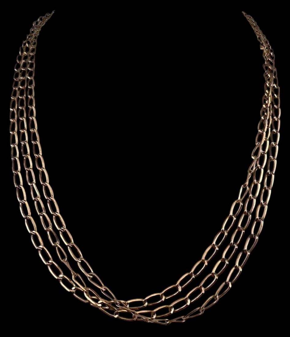 16K Three Strand Yellow Gold Necklace (1 of 3)