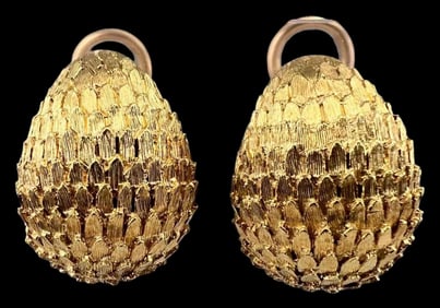 18K Yellow Gold Feather Earrings